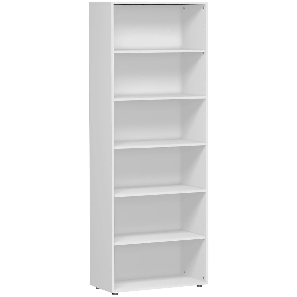 Bibliothèque étagères ALICANTE, 6 HC, 5 étagères, l. 800 x P 400 x H 2160 mm, gris clair
