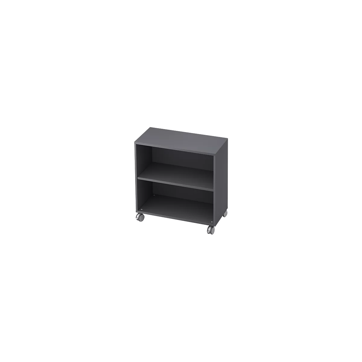 Bibliothèque étagères mobile TOPAS LINE, 2 HC, l. 800 x P 400 x H 820 mm, graphite