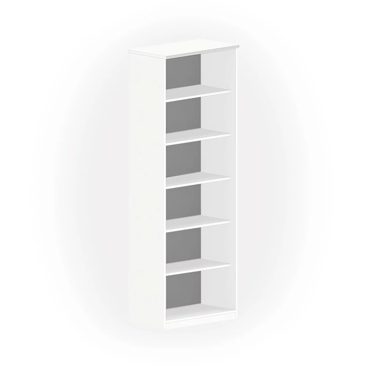 Bibliothèque étagères NEVADA, 6 HC, l. 800 x P 445 x H 2200 mm, blanc 