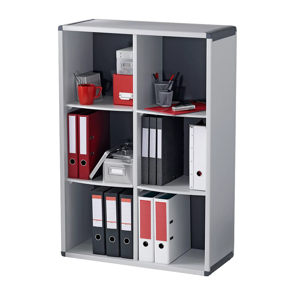 Bibliothèque étagères, polystyrène, 6 compartiments, l. 790 x P 330 x H 1148 mm, anthracite