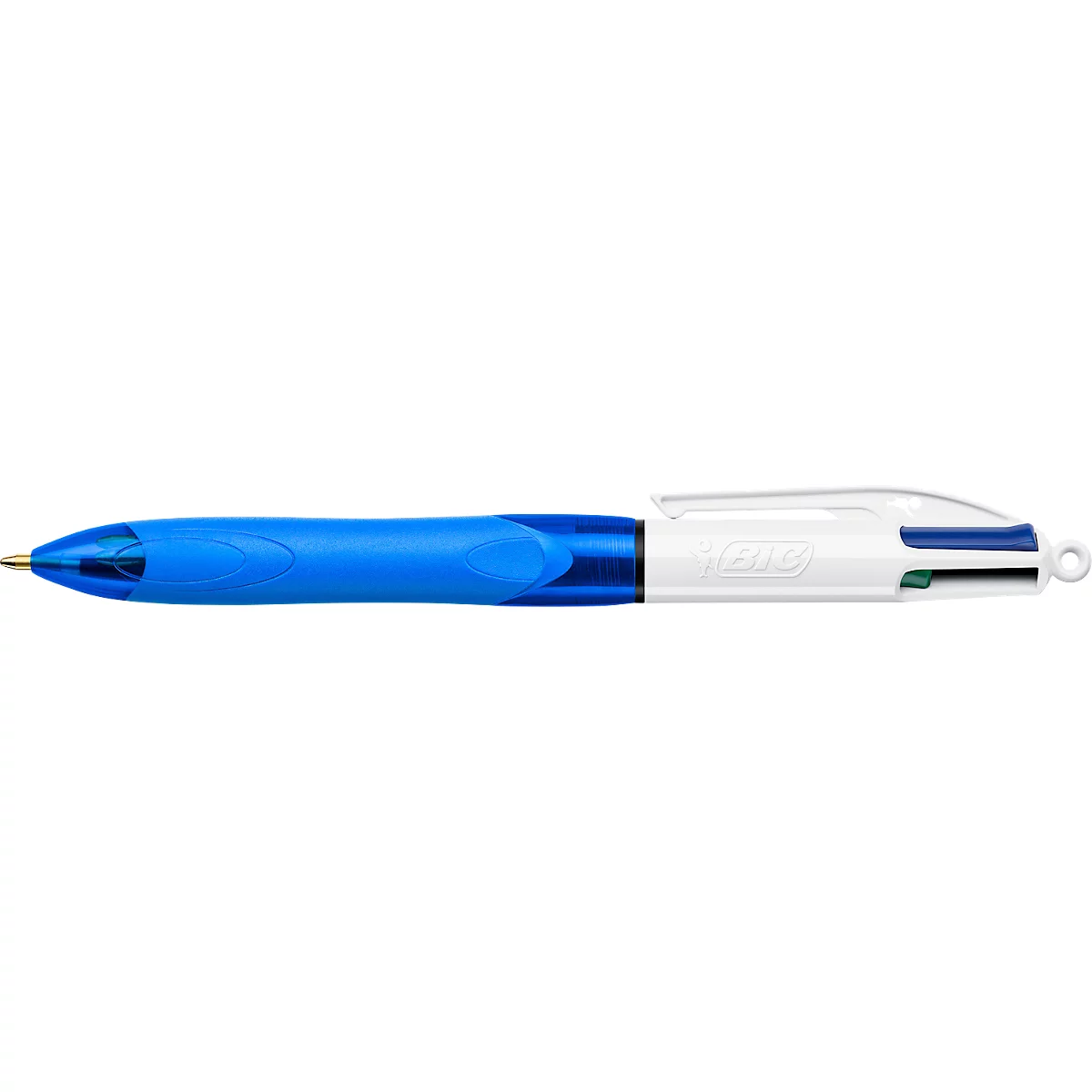 BIC 4 Colours Grip Vierfarb-Kugelschreiber mit mittlerer Spitze und weichem Griff, 1 Stück