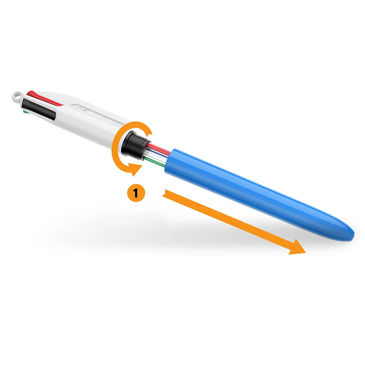 BIC 4 Colours Original Vierfarb-Kugelschreiber mit 1,0-mm-Spitze, 1 Stück