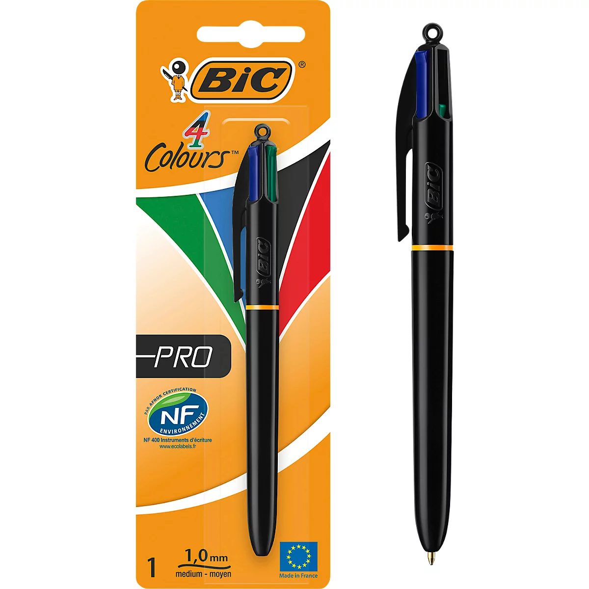BIC 4 Colours Pro Vierfarb-Kugelschreiber mit 1,0-mm-Spitze für präzises Schreiben, 1 Stück