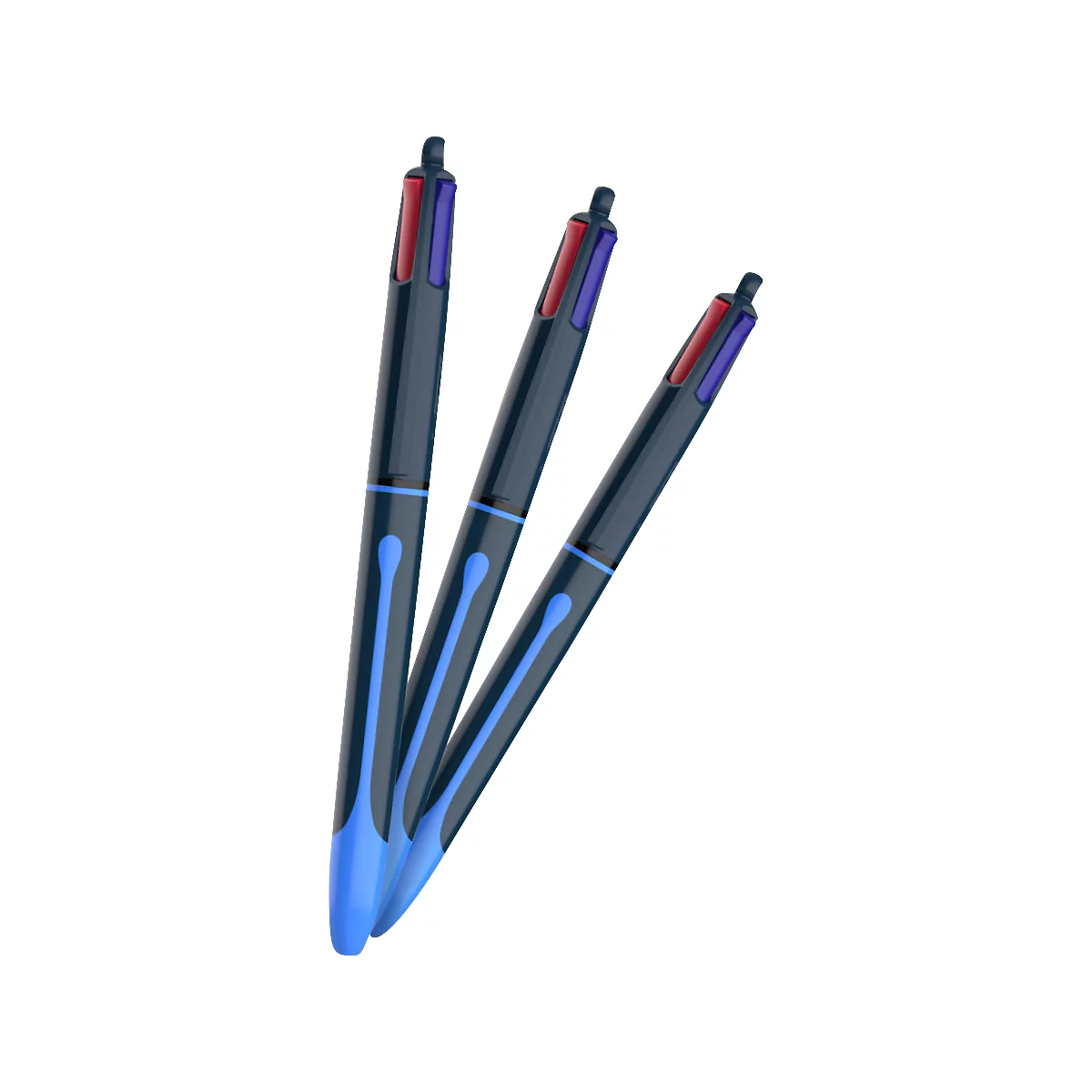 BIC 4 Colours Smooth Vierfarbkugelschreiber mit 40 % weicherer Tinte, 1 Stück im Blister, Schaftfarbe Drop-Blau
