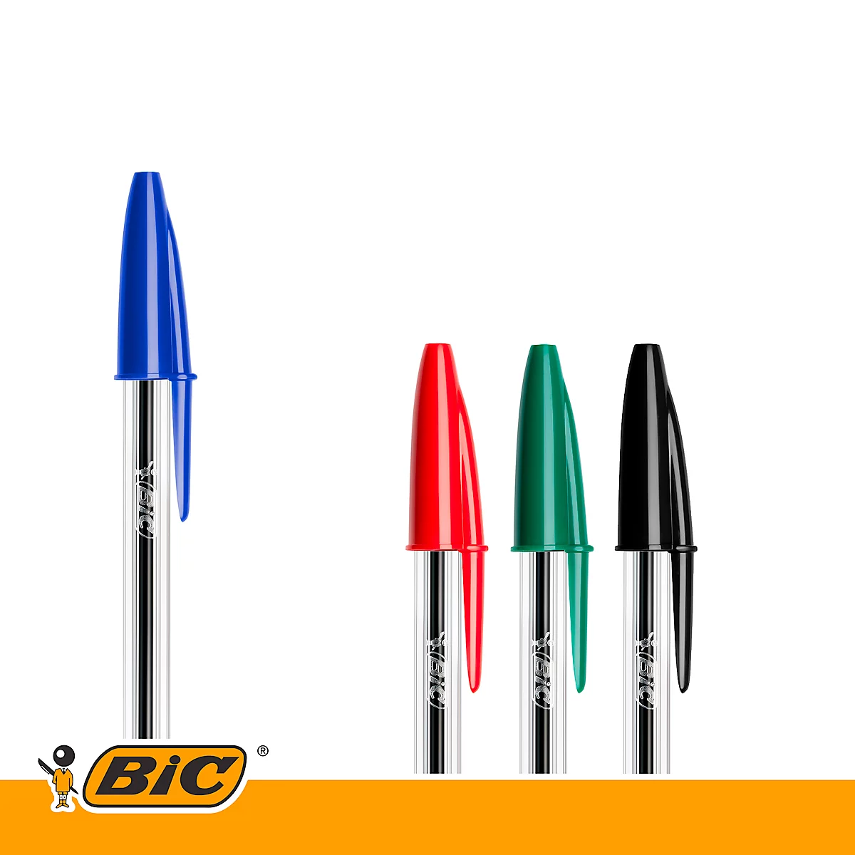 BIC Cristal Original Kugelschreiber Farbmix, 4er Box, 1,0 mm, mittlere Spitze