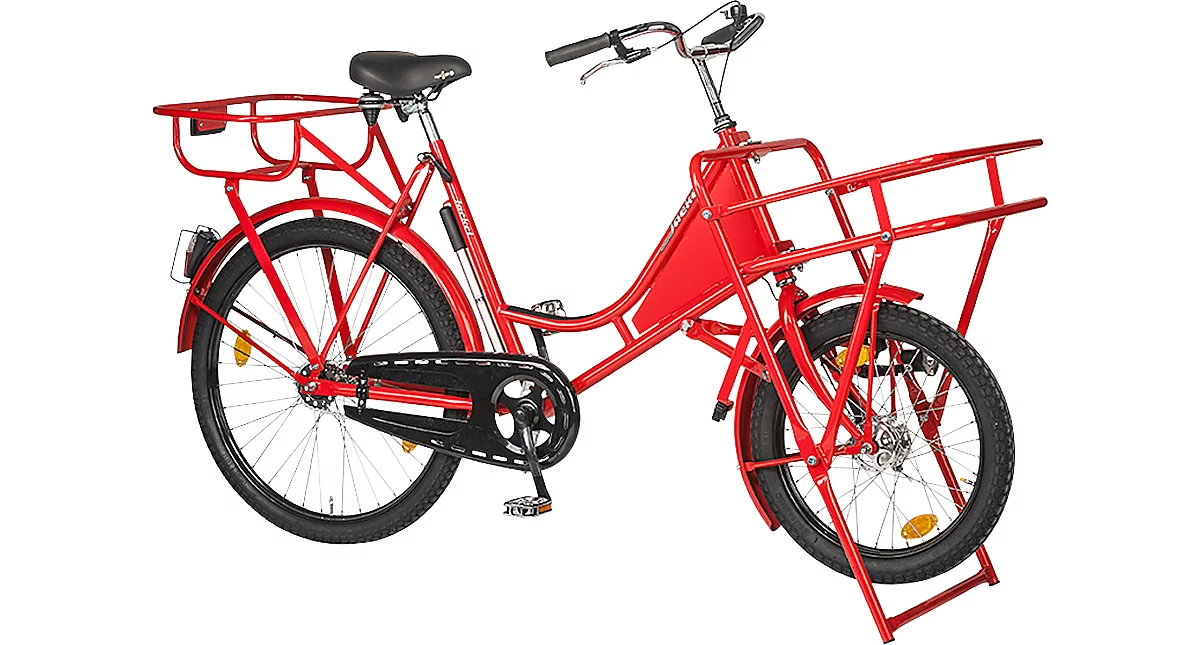 Bicicleta de carga, 3 velocidades, cuadro de acero con recubrimiento de polvo, con iluminación, rojo