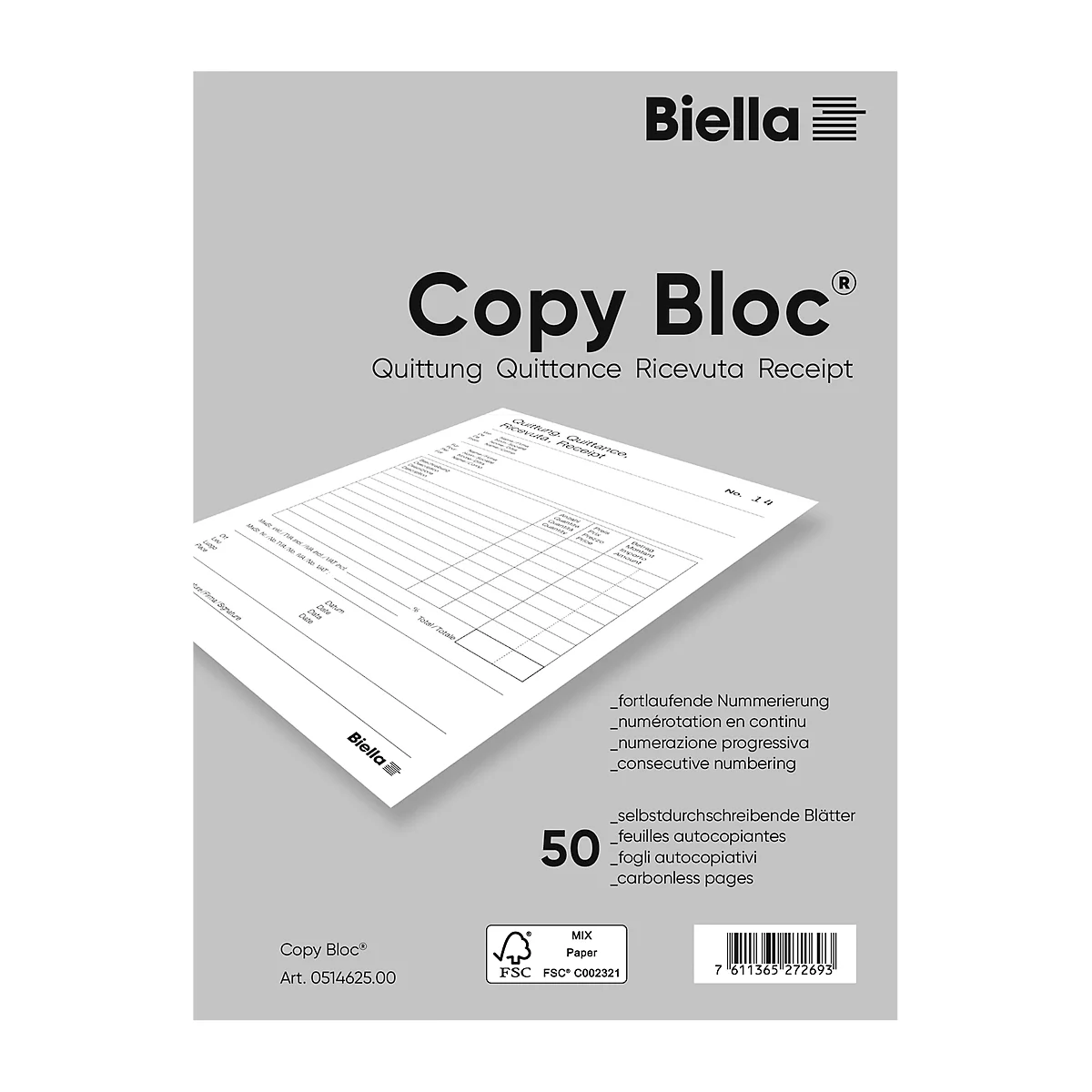 Biella bloc à duplicata Copy Bloc®, reçus, A6