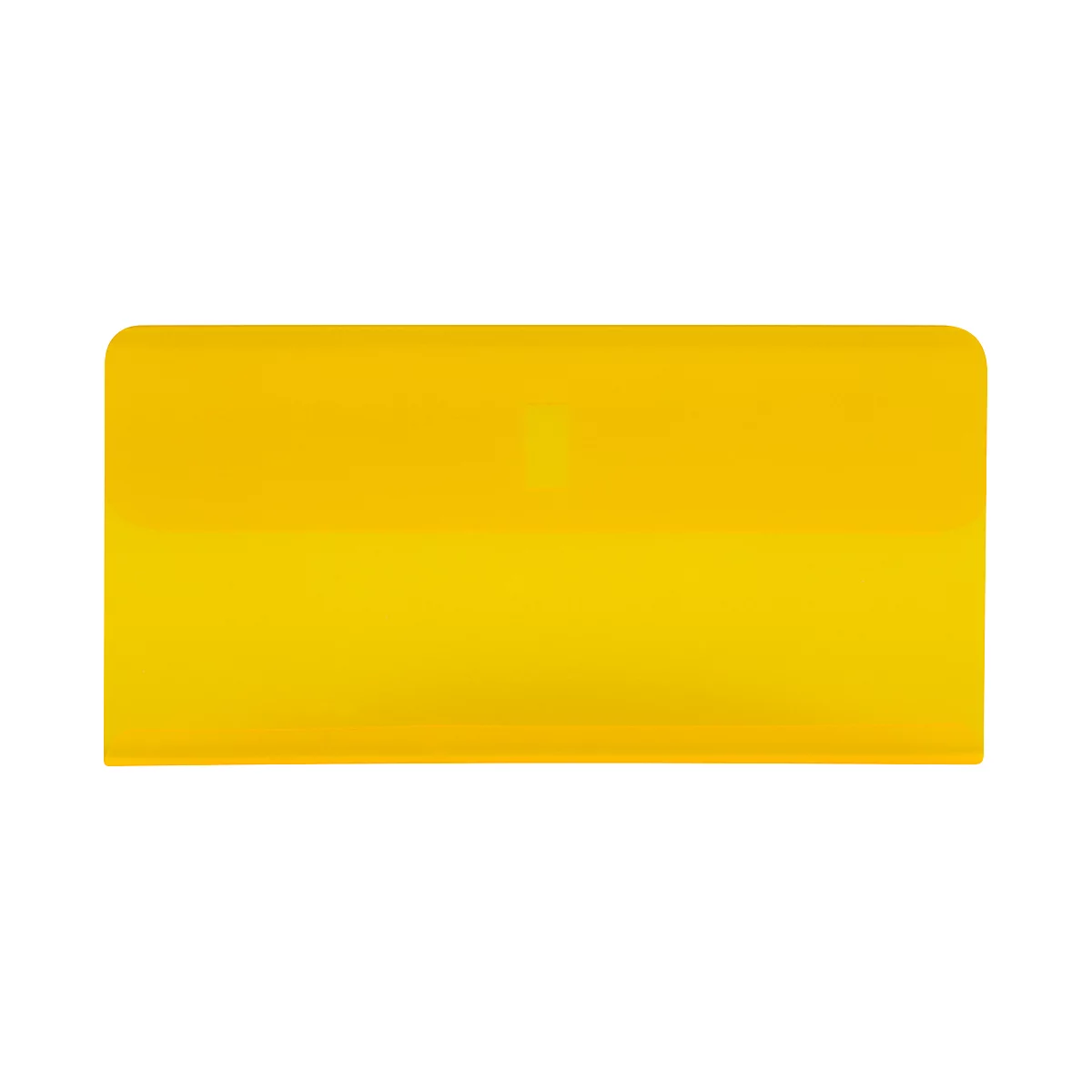 Yellow squeegee, rectangular with rounded corners.