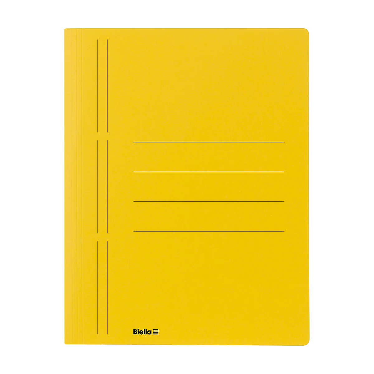 Chemise jaune avec lignes et le logo 'Biella'.