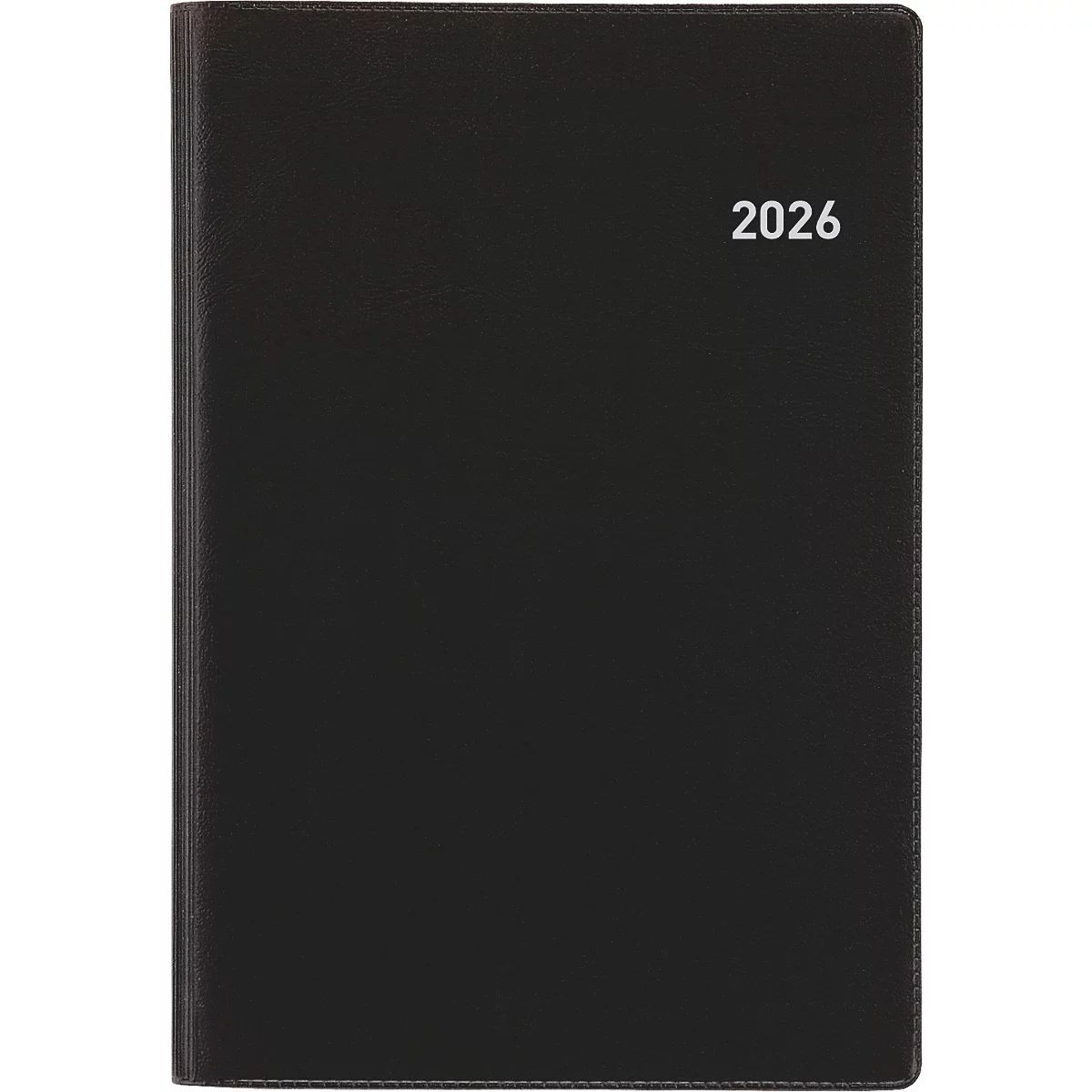 Schwarzes Notizbuch mit der weissen Jahreszahl 2026.