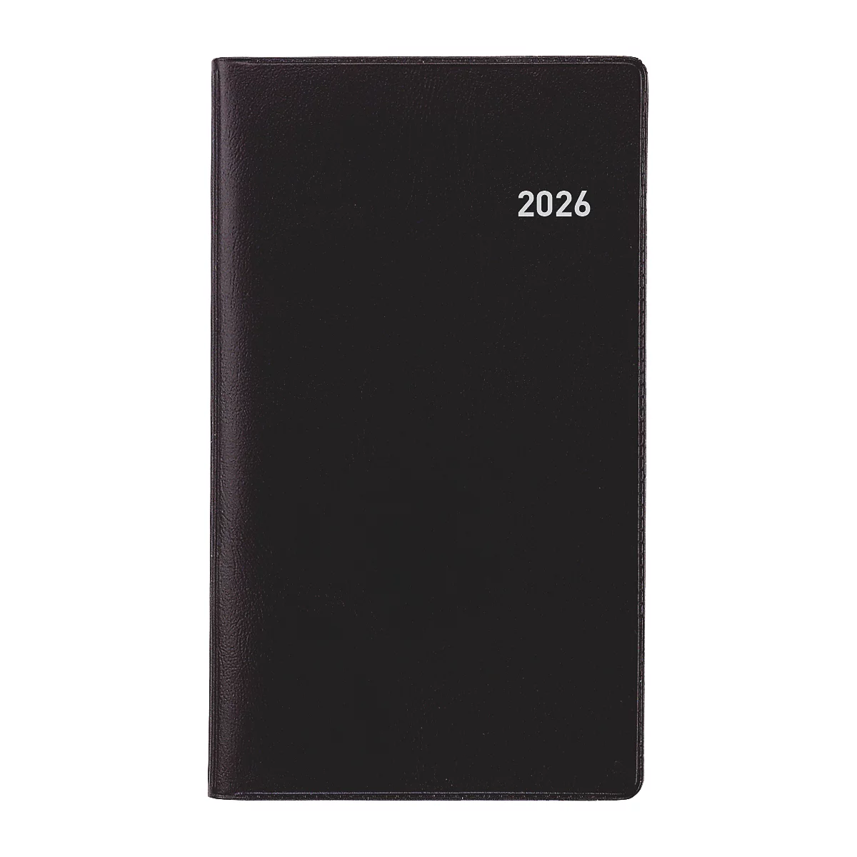 Schwarzes Notizbuch mit der weissen Jahreszahl 2026.