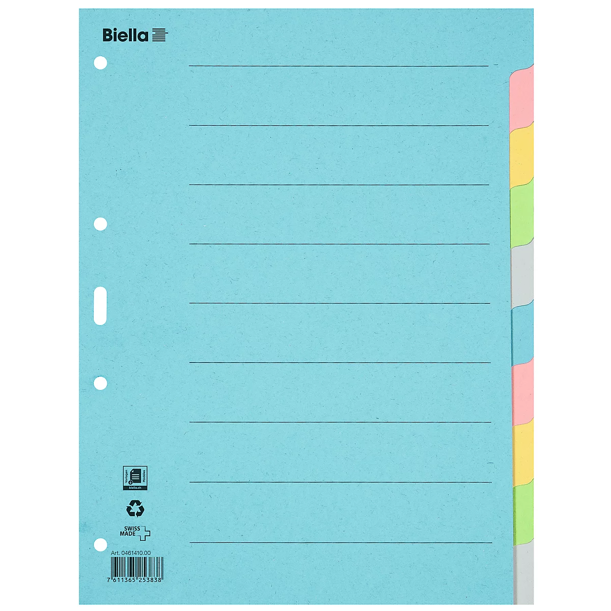 Biella répertoire en carton neutre A4, 10 div.