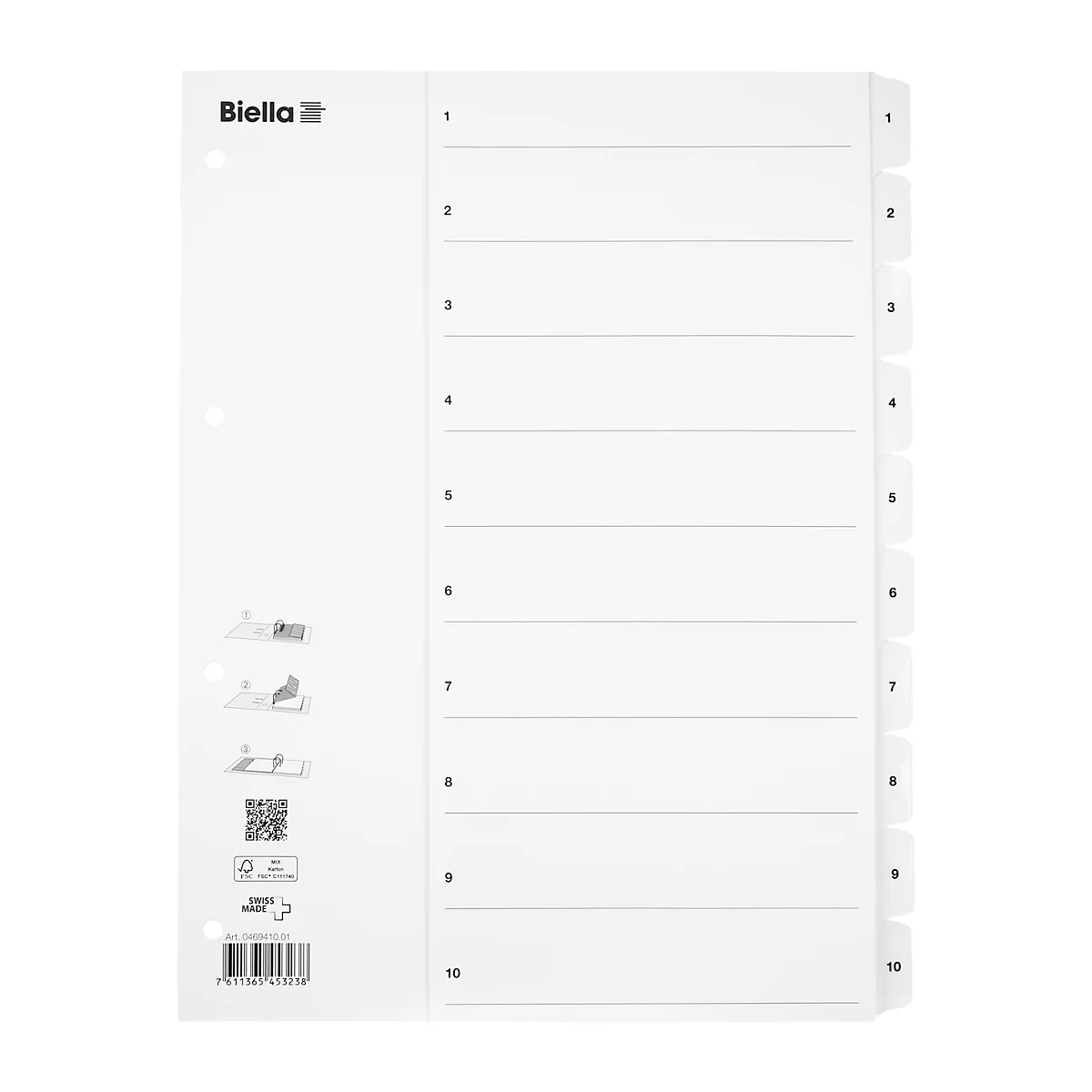 Biella répertoire en carton SmartIndex 1-10