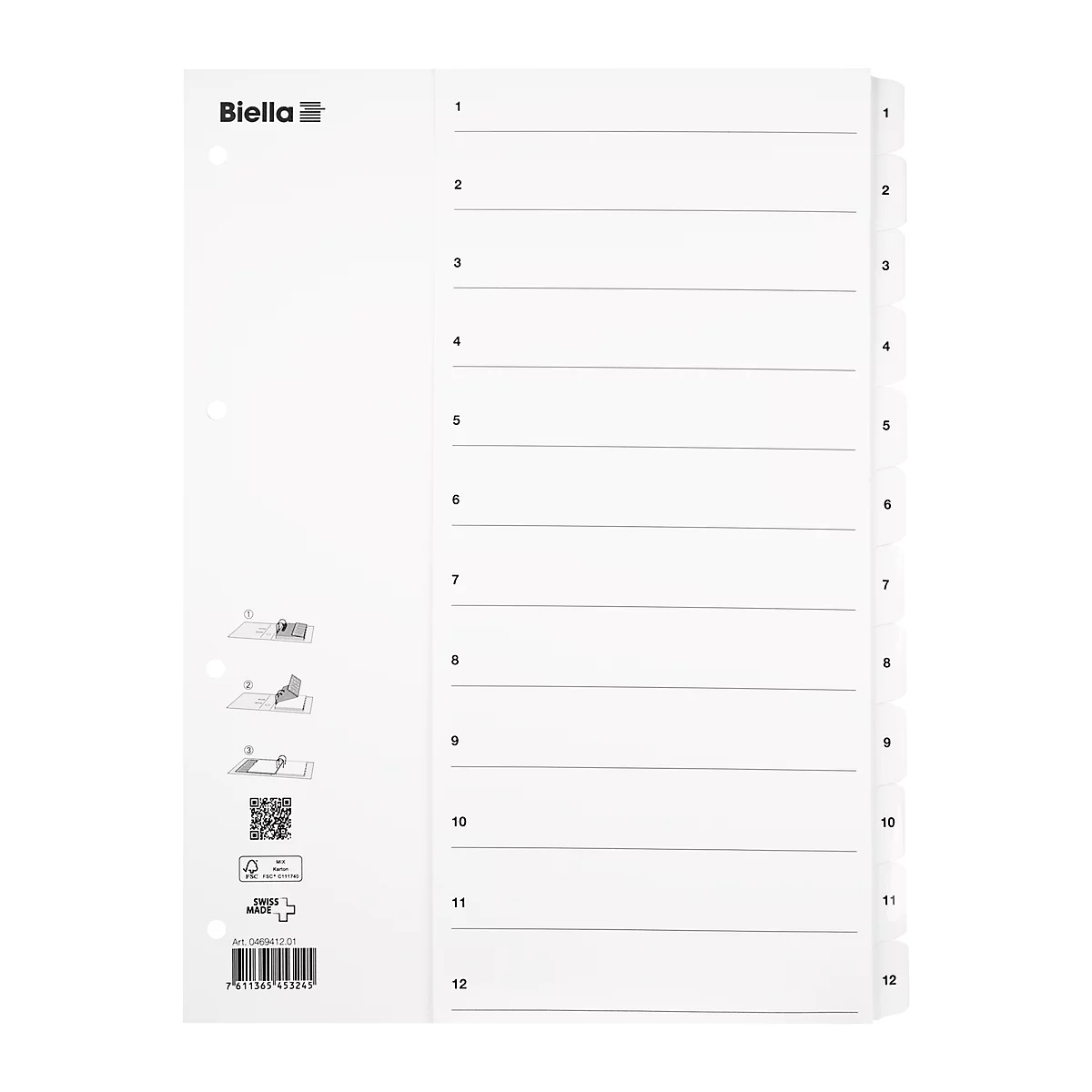 Biella répertoire en carton SmartIndex 1-12