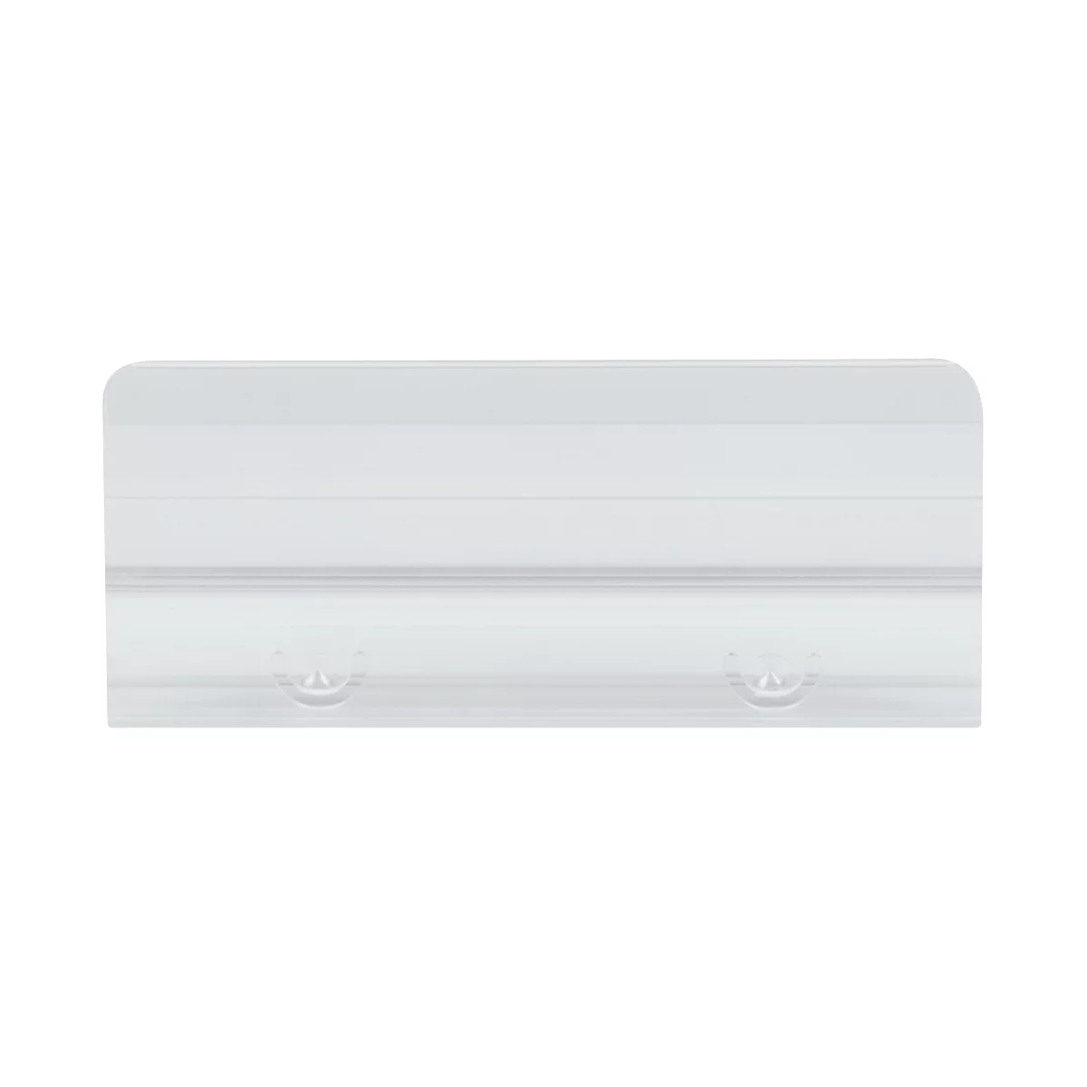 White rectangular element with rounded corners, two circular indentations.