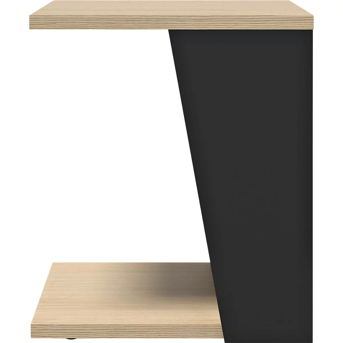 Bijzettafel Albi, B 400 x D 400 x H 460 mm, metalen frame/gestrekt blad met echt houtfineer, licht eiken/zwart gelakt