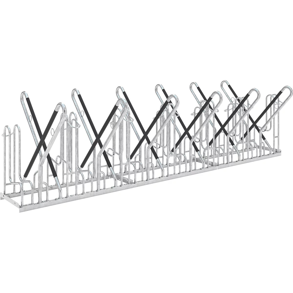 Metal bicycle stand with supports.