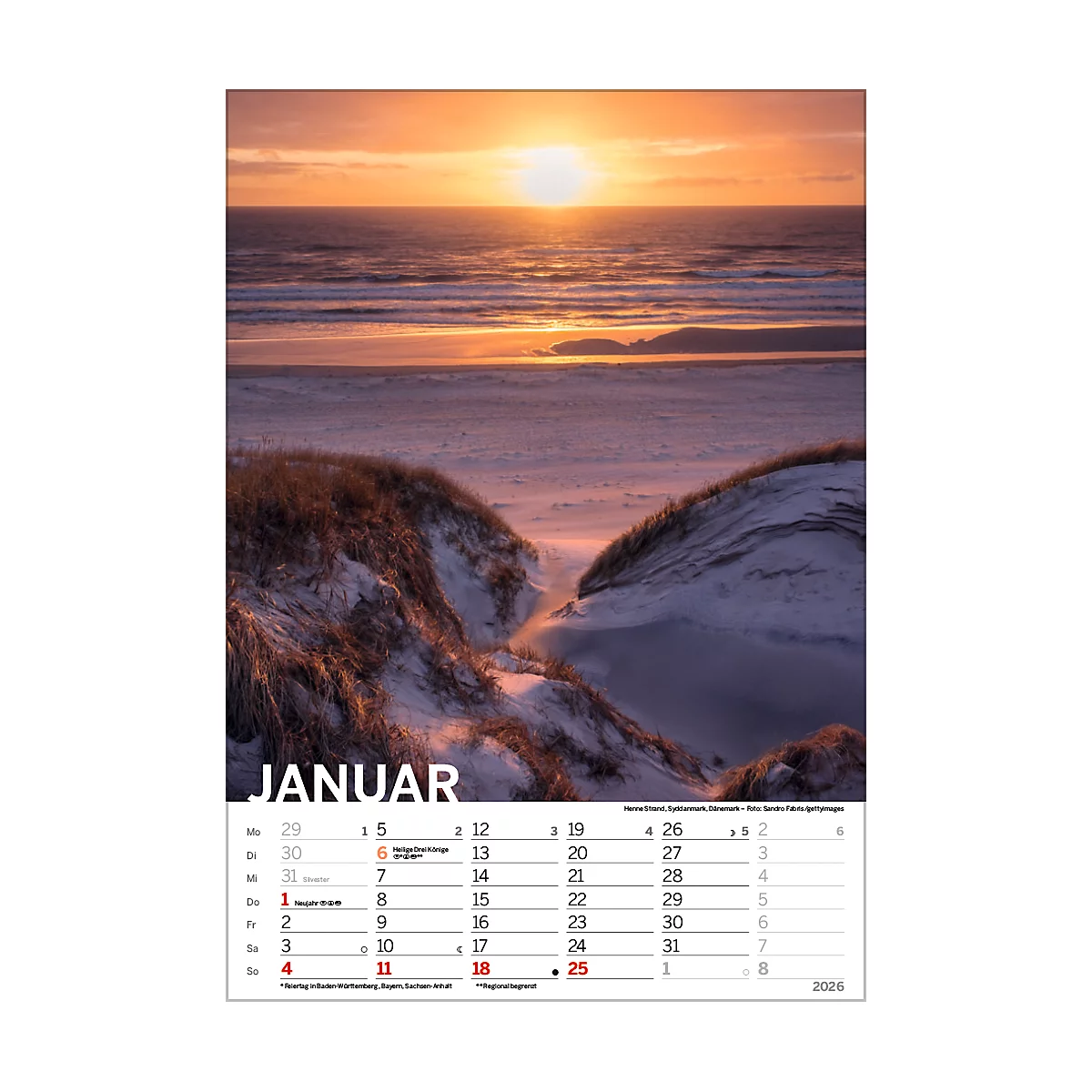 Bildkalender Korsch Traumstrände 2026, mit Fotomotiven, B 235 x H 335 mm, Papier