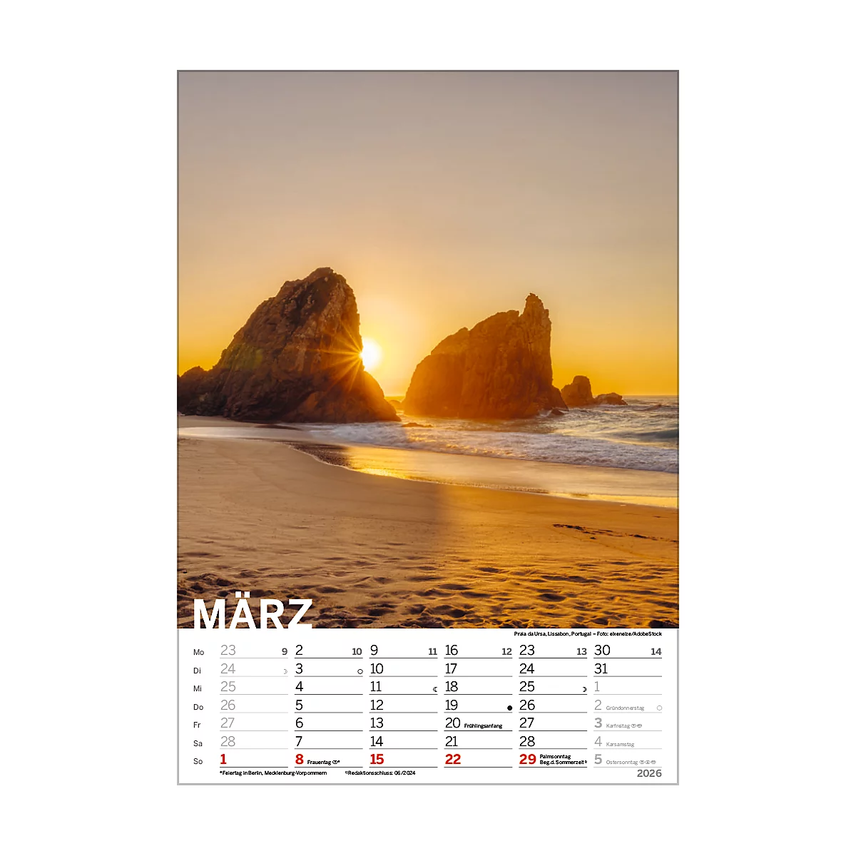 Bildkalender Korsch Traumstrände 2026, mit Fotomotiven, B 235 x H 335 mm, Papier