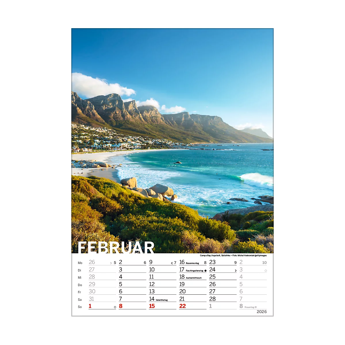 Bildkalender Korsch Traumstrände 2026, mit Fotomotiven, B 235 x H 335 mm, Papier