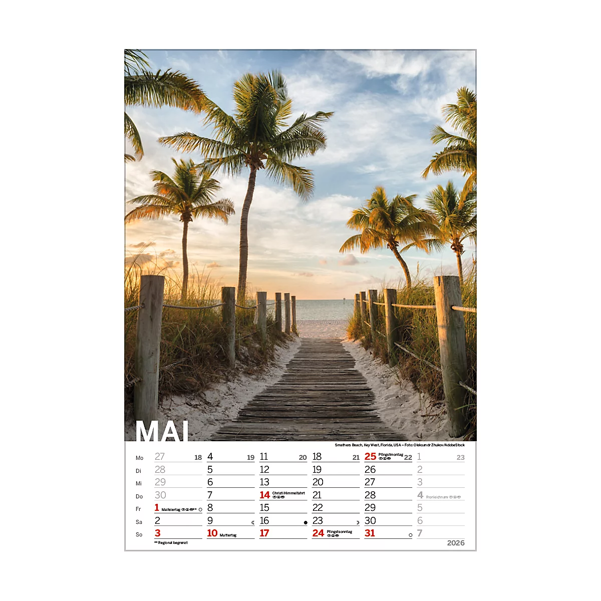 Bildkalender Korsch Traumstrände 2026, mit Fotomotiven, B 235 x H 335 mm, Papier