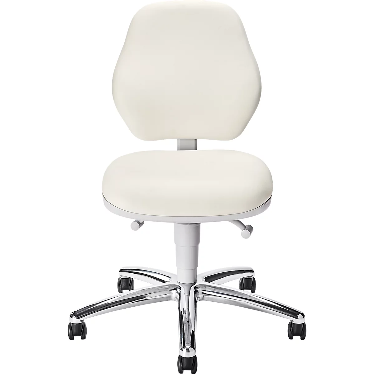 bimos oefendraaistoel, met wielen, voor laboratoria &amp; hygiënekritische ruimtes, in hoogte verstelbaar, B 460 x D 440 x H 470-610 mm, kunstleer, wit