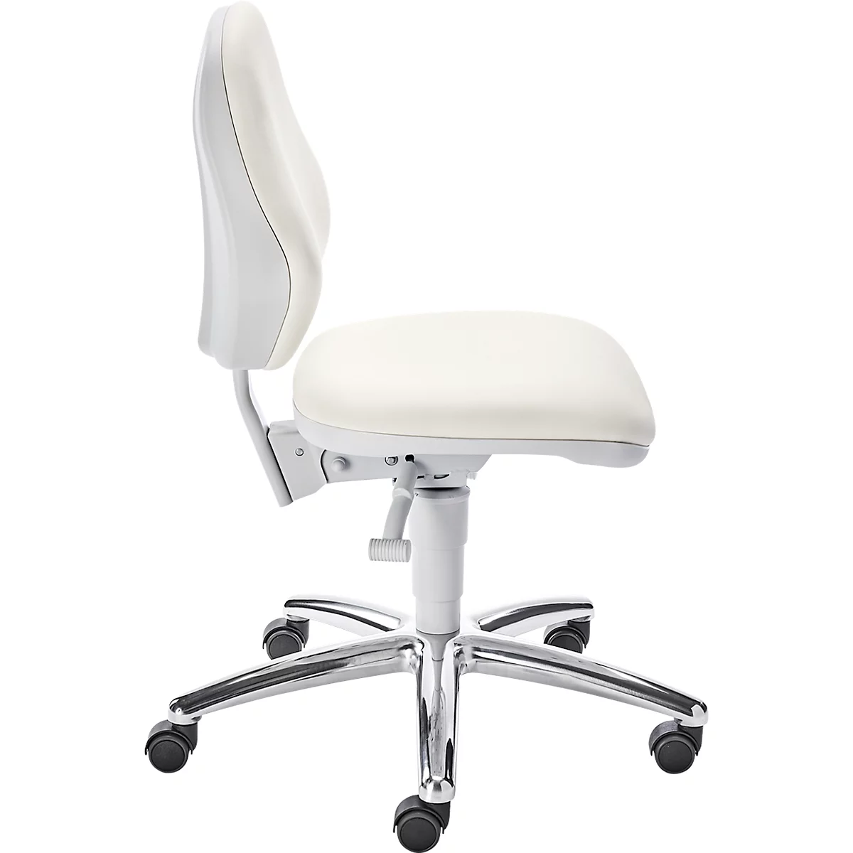 bimos oefendraaistoel, met wielen, voor laboratoria &amp; hygiënekritische ruimtes, in hoogte verstelbaar, B 460 x D 440 x H 470-610 mm, kunstleer, wit