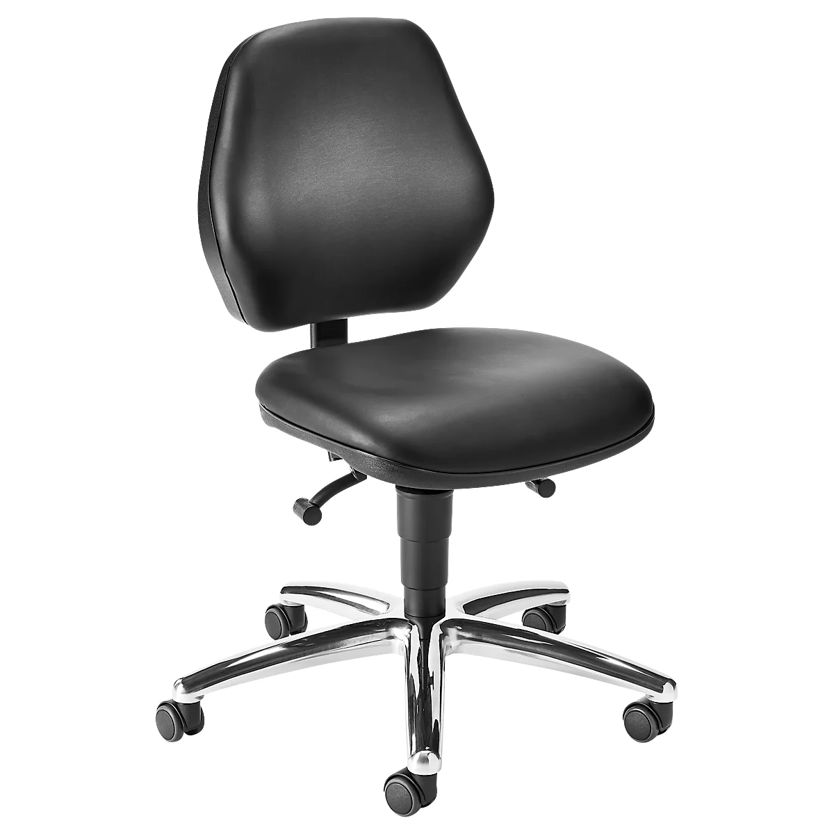 bimos oefendraaistoel, met wielen, voor laboratoria &amp; hygiënekritische ruimtes, in hoogte verstelbaar, B 460 x D 440 x H 470-610 mm, kunstleer, zwart