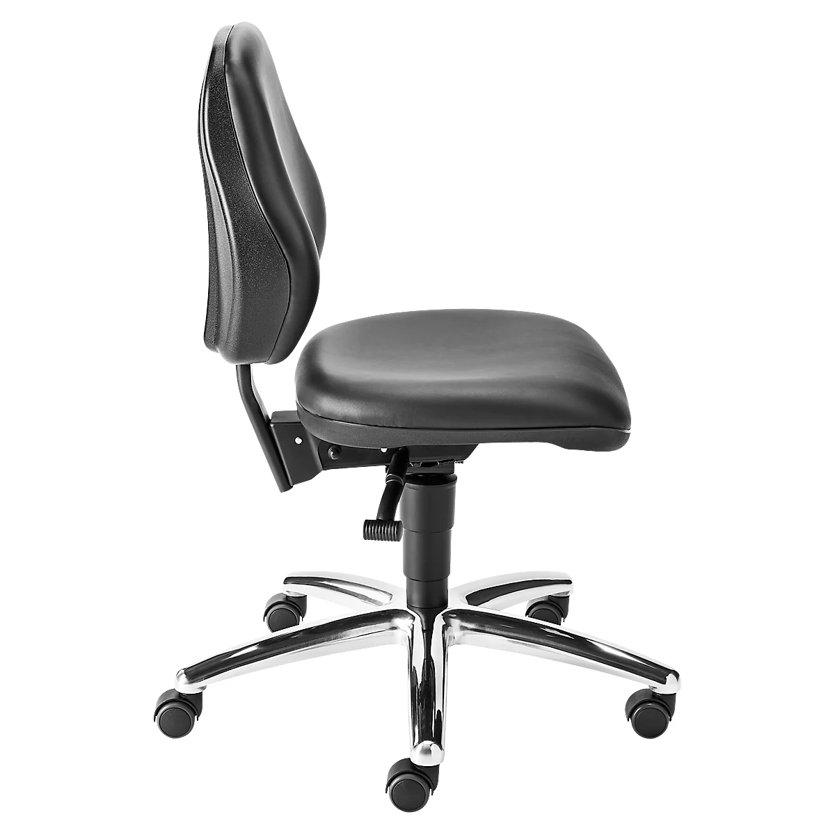 bimos oefendraaistoel, met wielen, voor laboratoria &amp; hygiënekritische ruimtes, in hoogte verstelbaar, B 460 x D 440 x H 470-610 mm, kunstleer, zwart