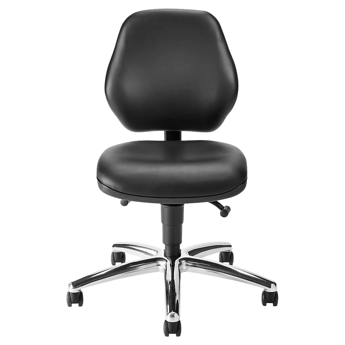 bimos oefendraaistoel, met wielen, voor laboratoria &amp; hygiënekritische ruimtes, in hoogte verstelbaar, B 460 x D 440 x H 470-610 mm, kunstleer, zwart