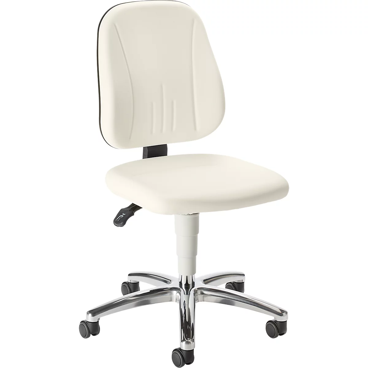 bimos praktijkdraaistoel, met wielen, voor laboratoria &amp; hygiënekritische ruimtes, in hoogte verstelbaar, B 460 x D 470 x H 440-620 mm, kunstleer, wit