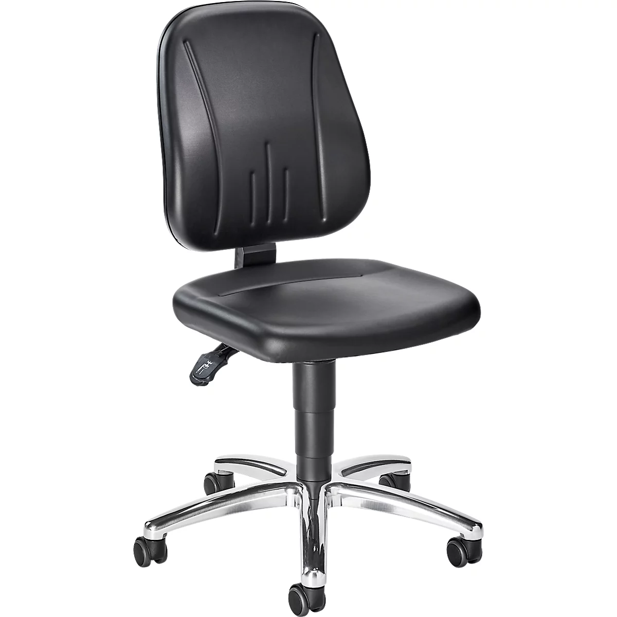 bimos praktijkdraaistoel, met wielen, voor laboratoria &amp; hygiënekritische ruimtes, in hoogte verstelbaar, B 460 x D 470 x H 440-620 mm, kunstleer, zwart