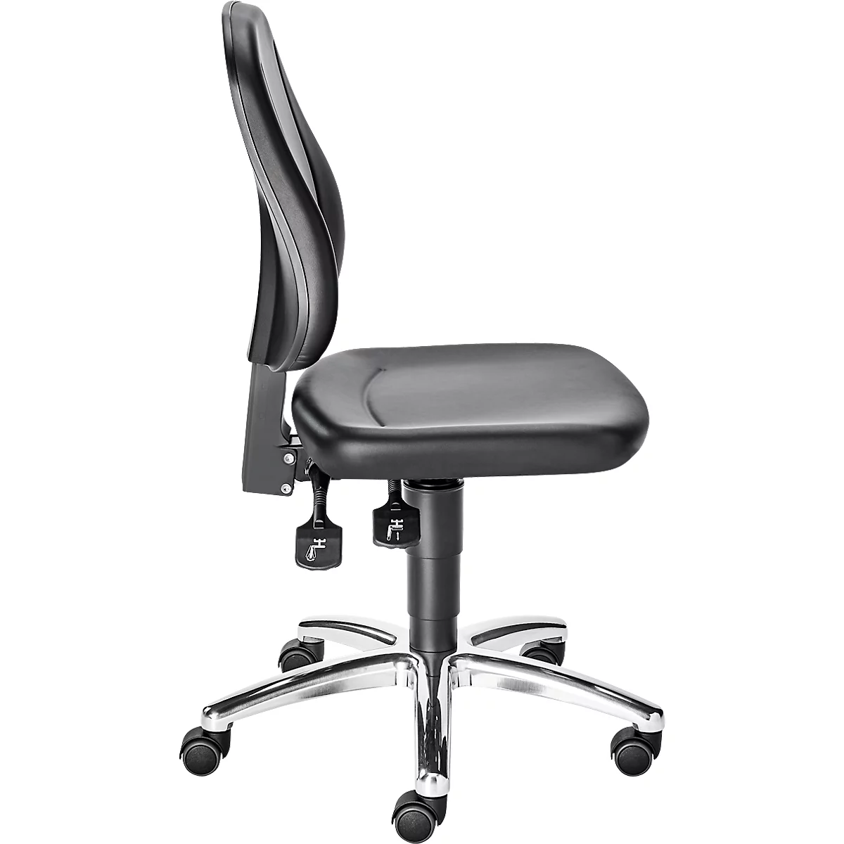 bimos praktijkdraaistoel, met wielen, voor laboratoria &amp; hygiënekritische ruimtes, in hoogte verstelbaar, B 460 x D 470 x H 440-620 mm, kunstleer, zwart