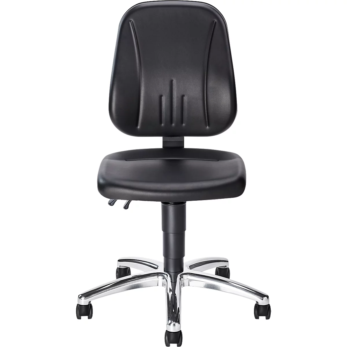 bimos praktijkdraaistoel, met wielen, voor laboratoria &amp; hygiënekritische ruimtes, in hoogte verstelbaar, B 460 x D 470 x H 440-620 mm, kunstleer, zwart