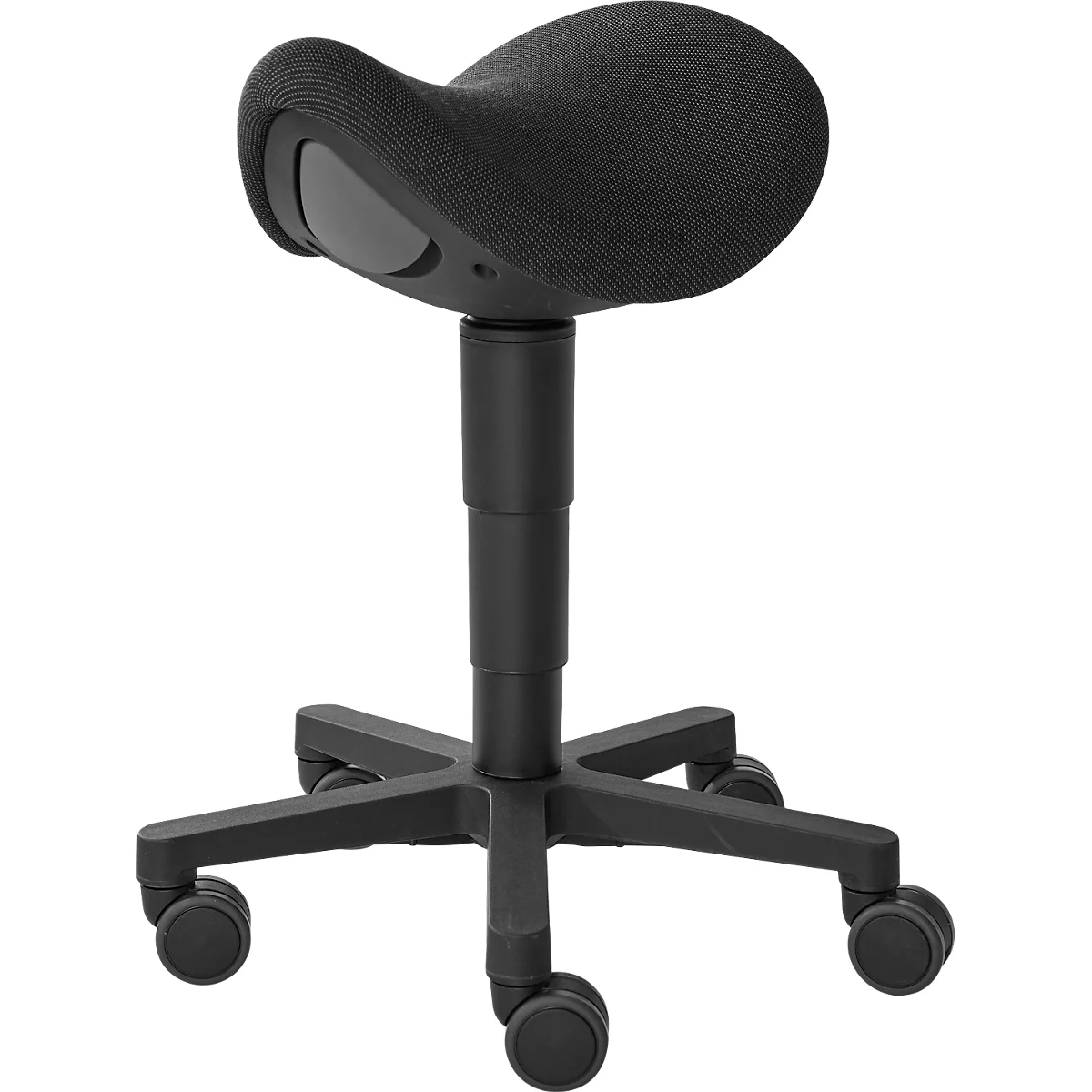 Bimos Sattelhocker, Sattelsitz, 3D-Sitzdynamik, Sitzhöhe 540-800 mm, Universalrollen Ø 65 mm, schwarz