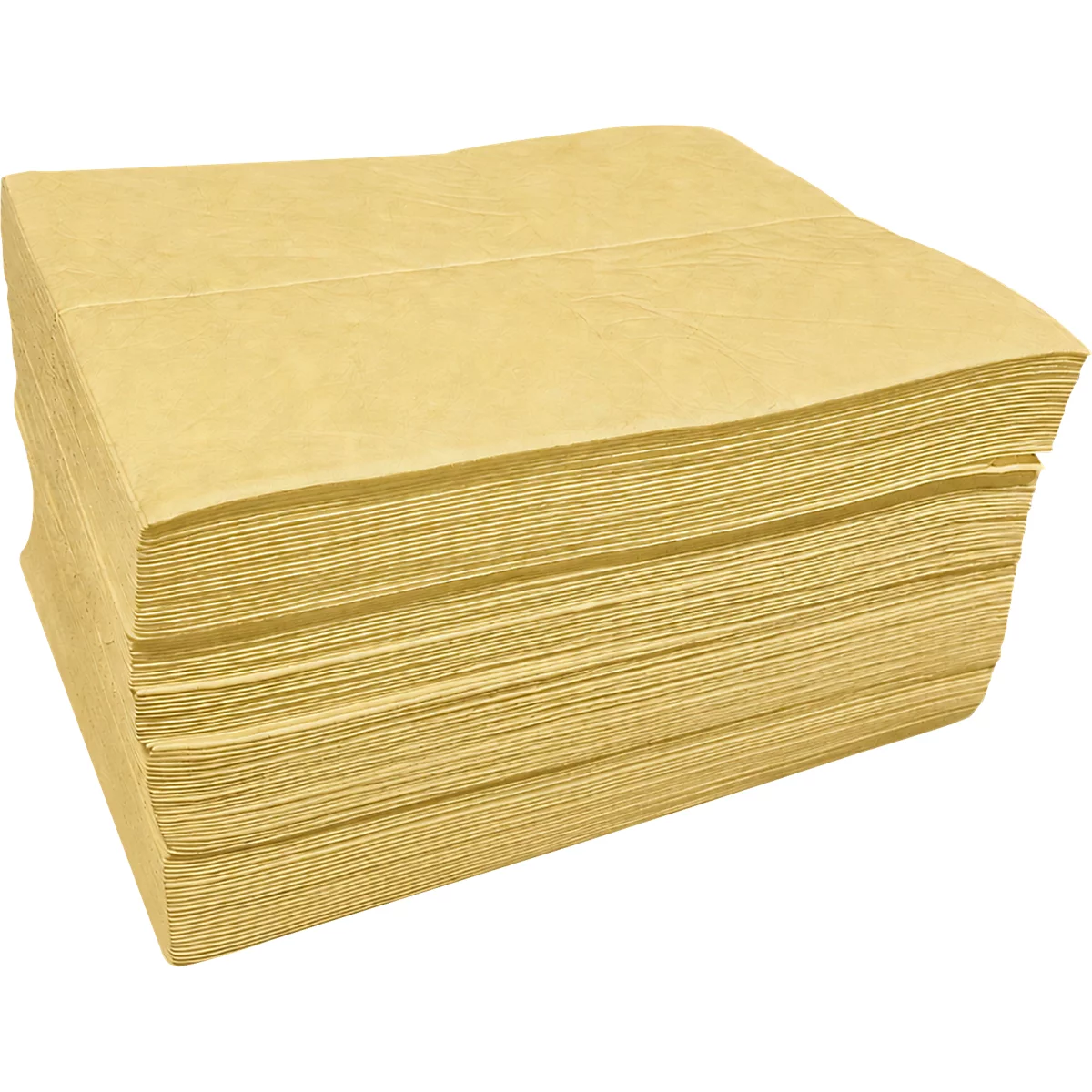 Ein Stapel hellbrauner, rechteckiger Papierblätter auf weissem Hintergrund.