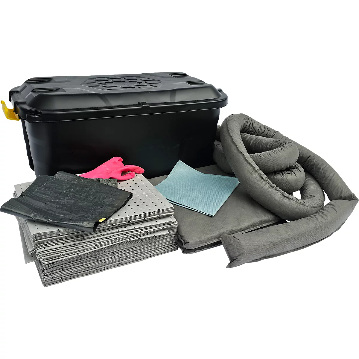 Bindemittel Notfallset, universell einsetzbar, 75 l, in fahrbarem Kunststoffkoffer mit Deckel & Griff, grau