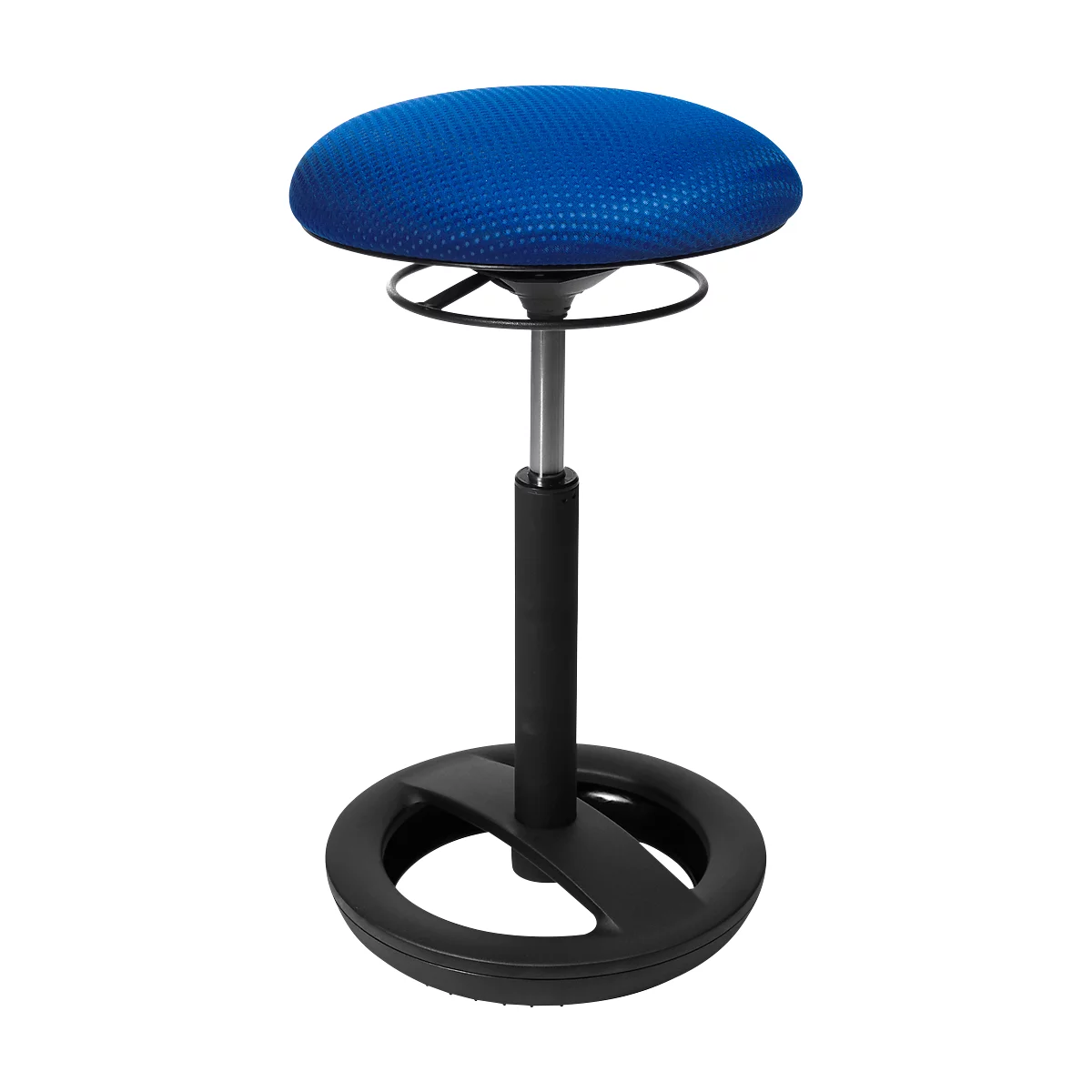 Bipedestador Sitness HIGH BOB, para sentarse de forma ergonómica, regulable en altura, efecto de balanceo, H 490-700 mm, azul, marco con recubrimiento de polvo negro