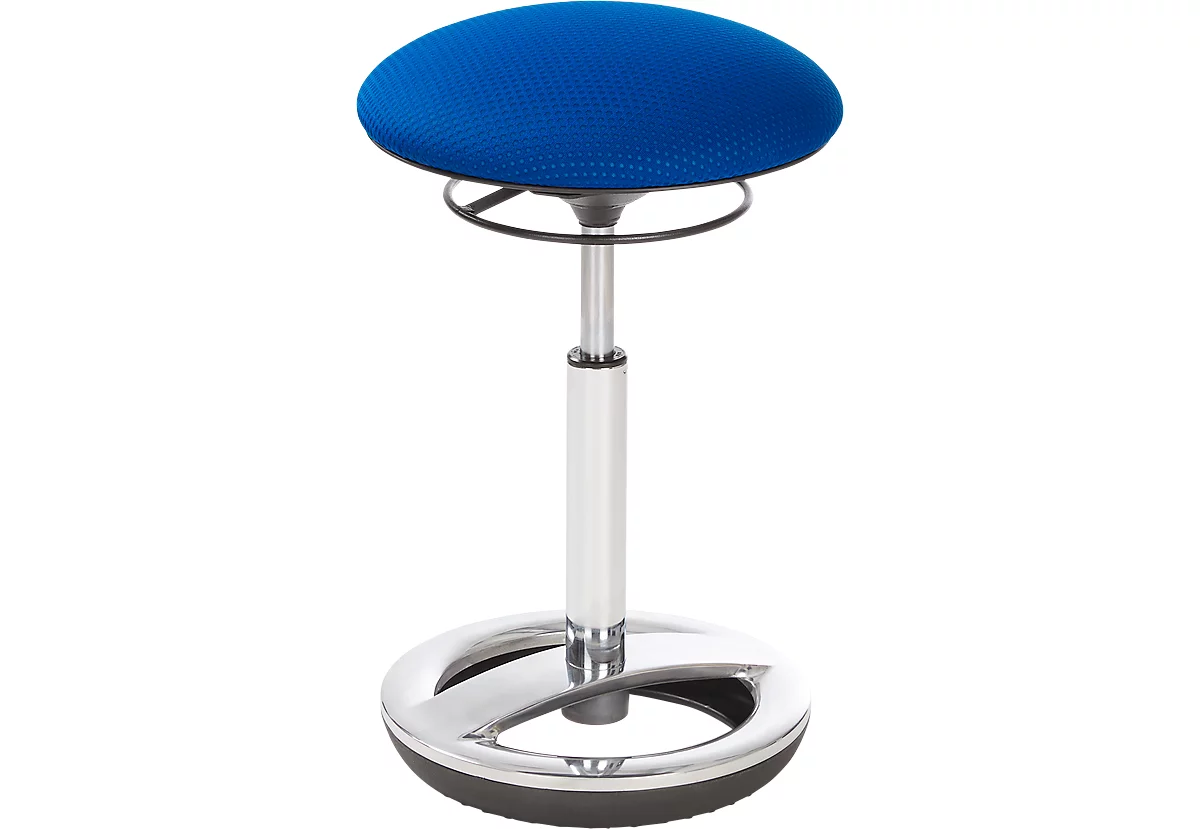 Bipedestador Sitness HIGH BOB, para sentarse de forma ergonómica, regulable en altura, efecto de balanceo, H 490-700 mm, azul, marco cromado