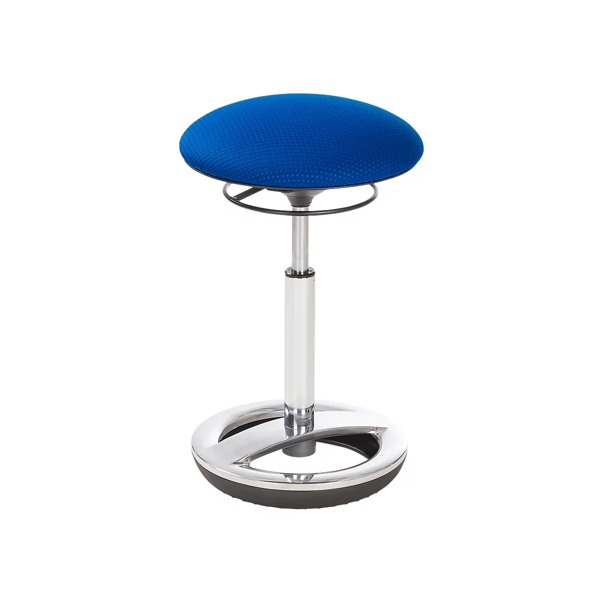 Bipedestador Sitness HIGH BOB, para sentarse de forma ergonómica, regulable en altura, efecto de balanceo, H 490-700 mm, azul, marco cromado