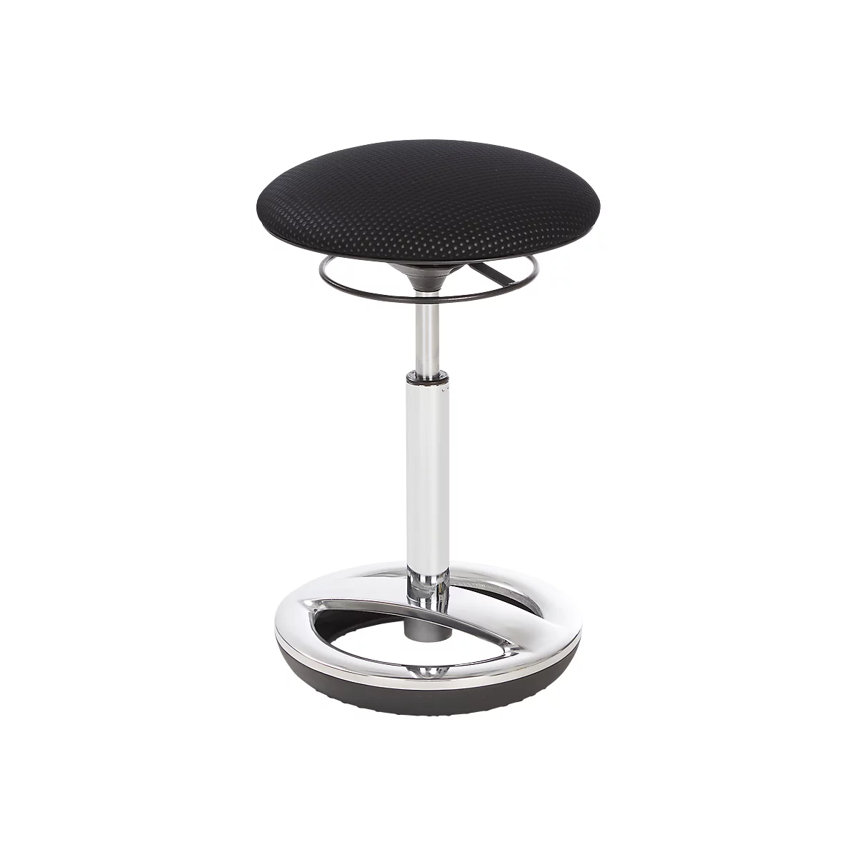 Bipedestador Sitness HIGH BOB, para sentarse de forma ergonómica, regulable en altura, efecto de balanceo, H 490-700 mm, negro, marco cromado