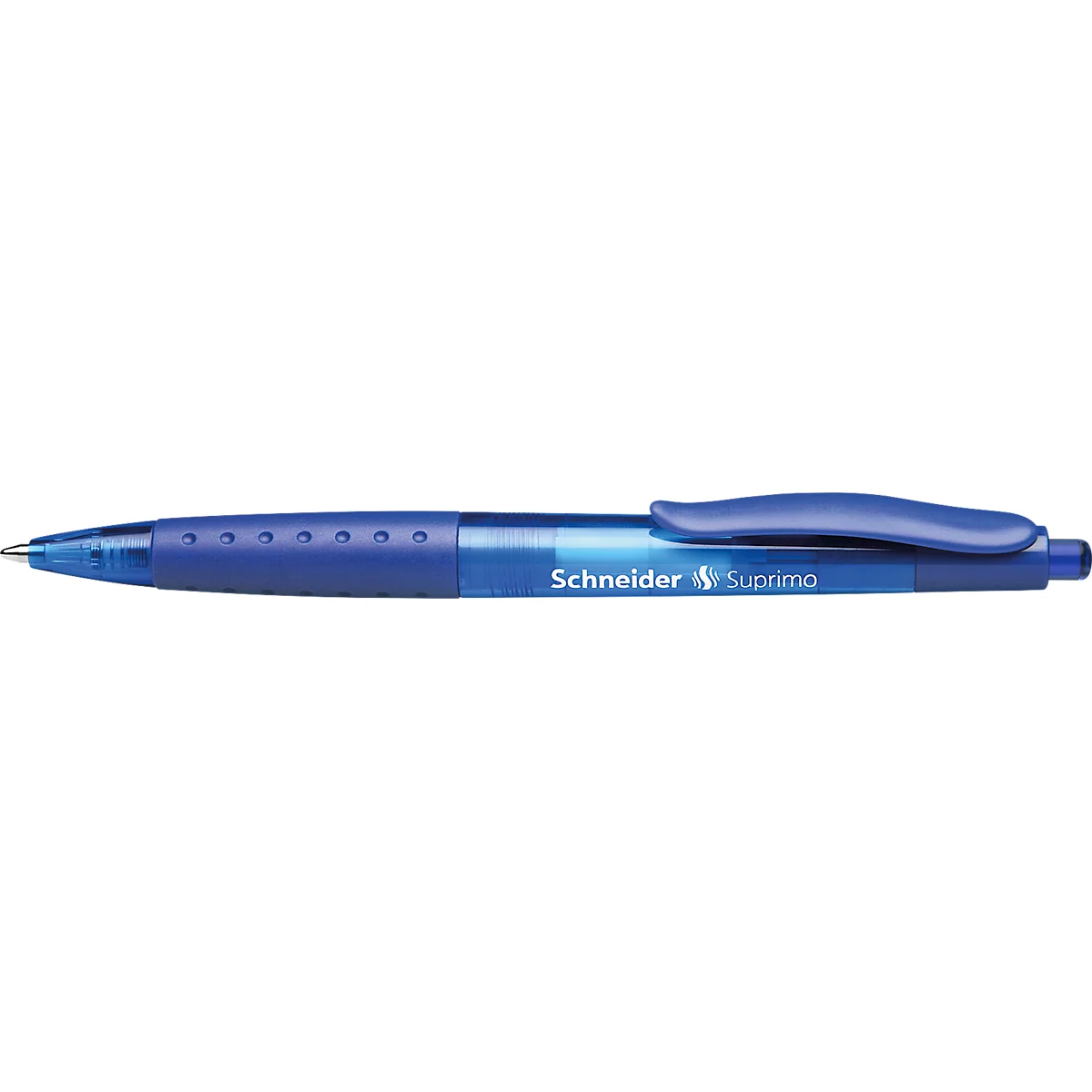 Biros Schneider Suprimo, couleur d'écriture bleue, largeur de trait M, pointe en acier inoxydable, grip caoutchouté, 20 pièces, bleu