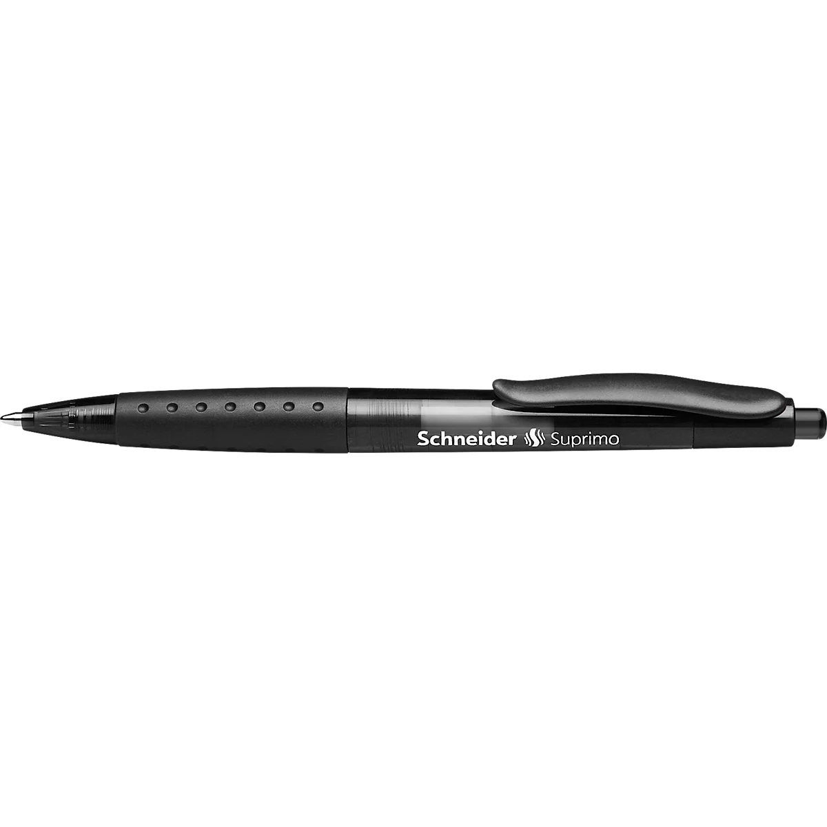 Biros Schneider Suprimo, couleur d'écriture noire, largeur de trait M, pointe en acier inoxydable, grip caoutchouté, 20 pièces, noir
