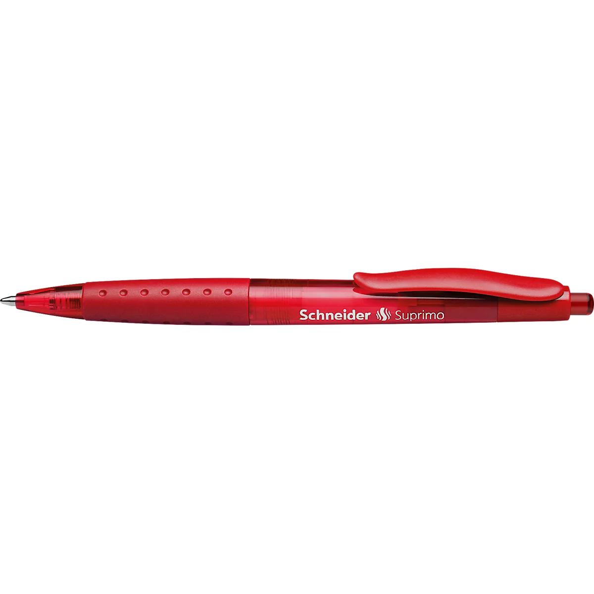 Biros Schneider Suprimo, couleur d'écriture rouge, largeur de trait M, pointe en acier inoxydable, grip caoutchouté, 20 pièces, rouge