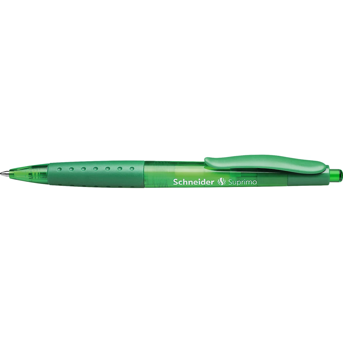 Biros Schneider Suprimo, couleur d'écriture vert, largeur de trait M, pointe en acier inoxydable, grip caoutchouté, 20 pièces, vert