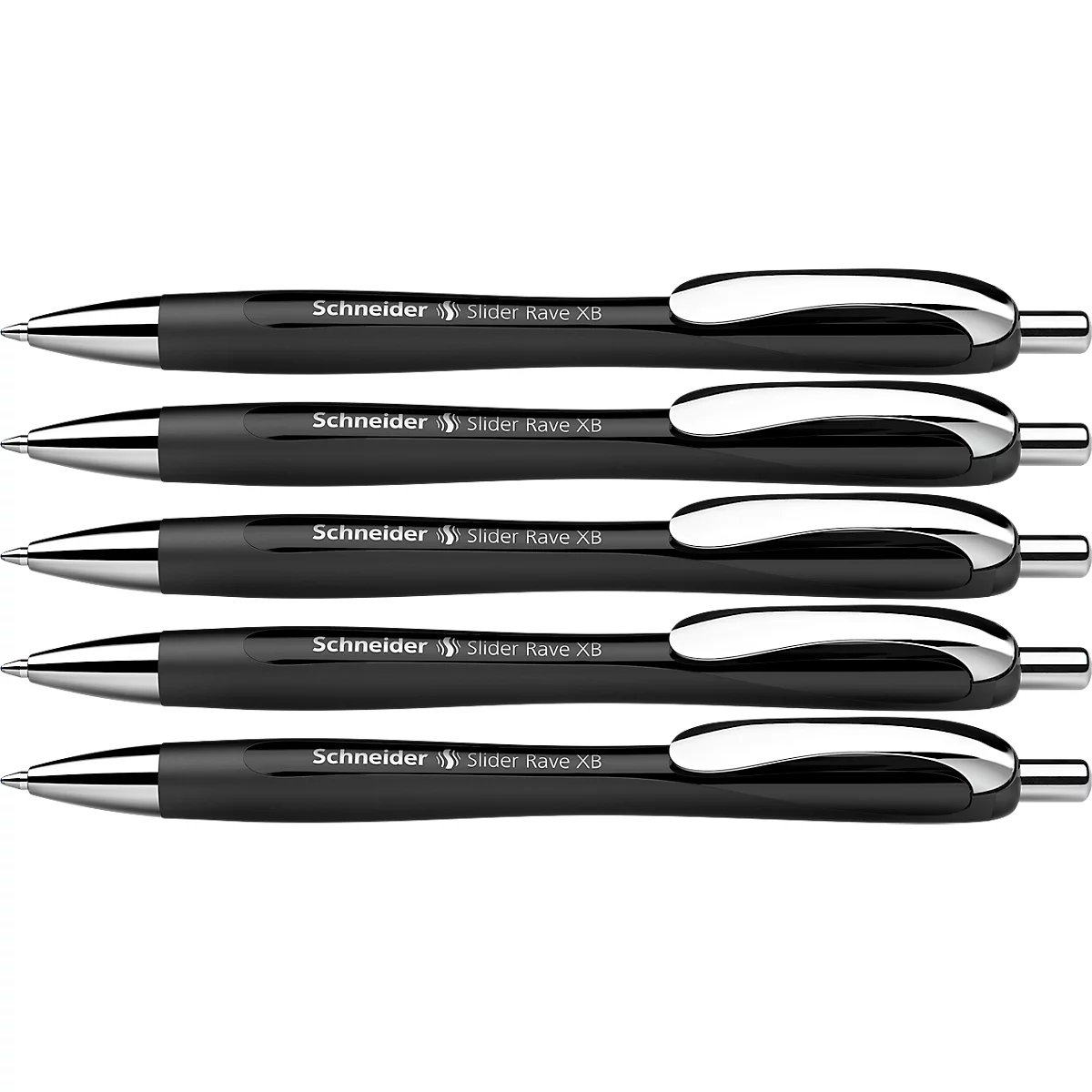 Biros Slider Rave, zwart-zwart, 5 stuks