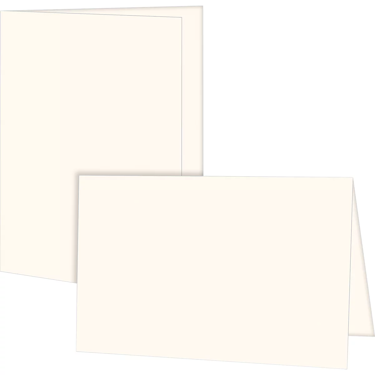 Two cream-colored cards, one folded and one in an envelope.