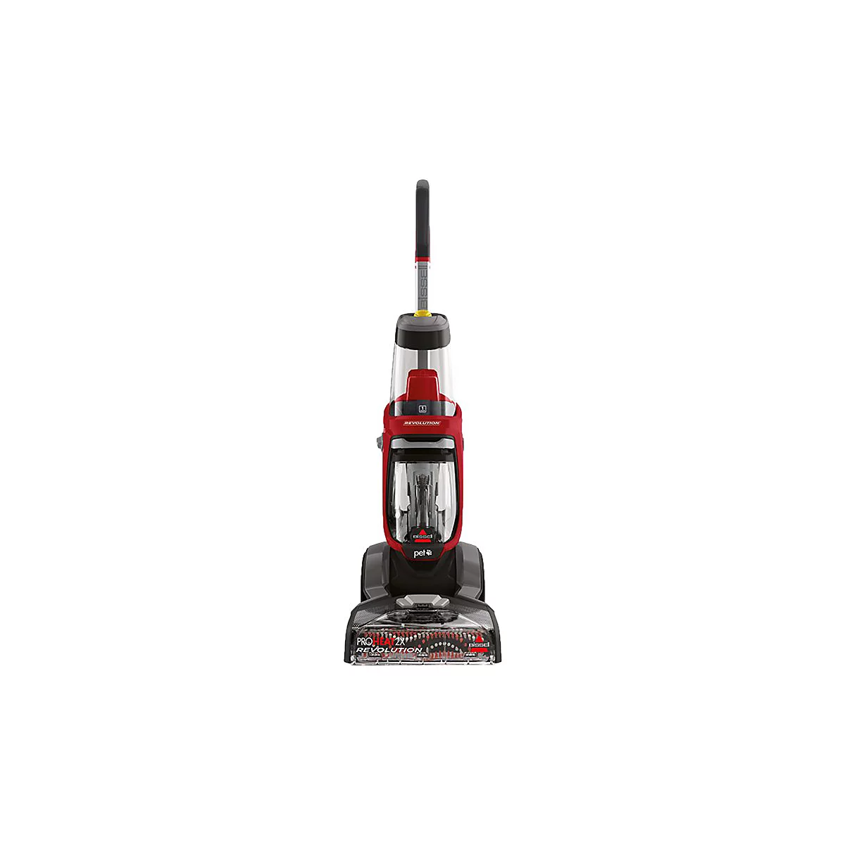 Roter Bissell ProHeat 2X Revolution Pet Teppichreiniger vor weißem Hintergrund.