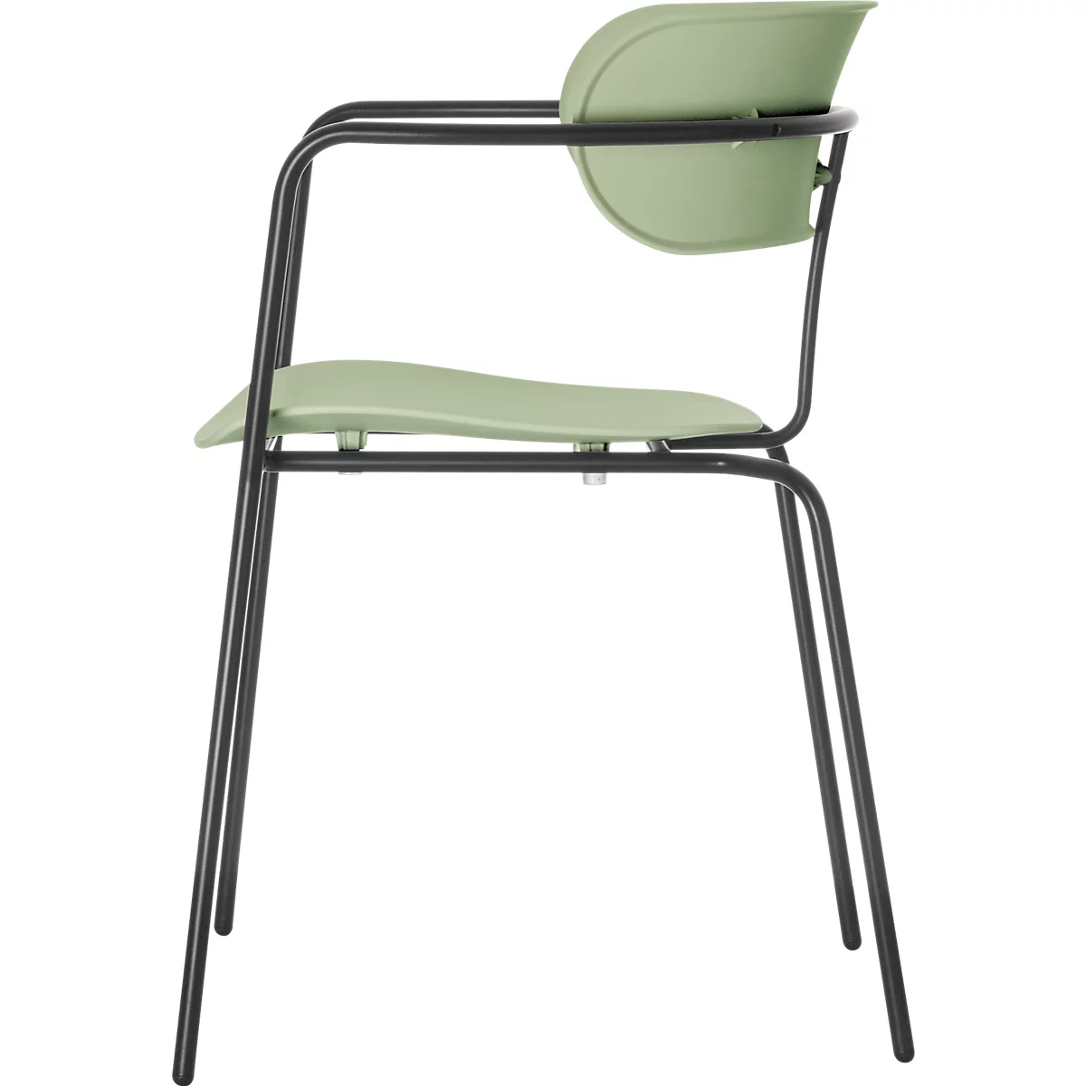 BISTRO stoel, stapelbaar tot 4 eenheden, B 535 x D 545 x H 760 mm, stalen buis en polypropeen, groen, 2 eenheden