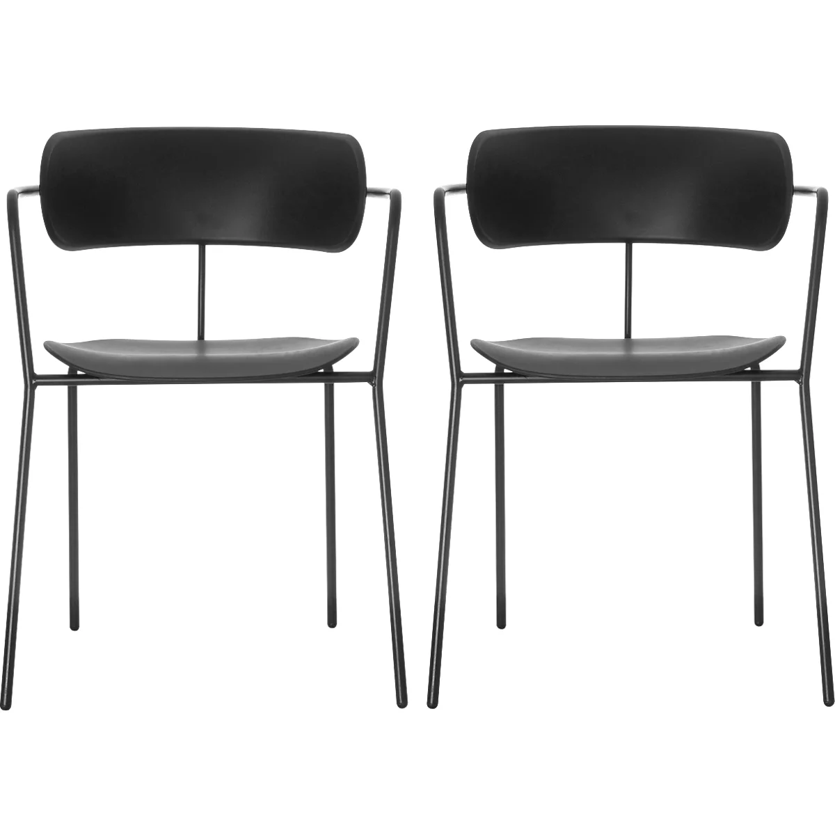 BISTRO stoel, stapelbaar tot 4 eenheden, B 535 x D 545 x H 760 mm, stalen buis en polypropeen, zwart, 2 eenheden